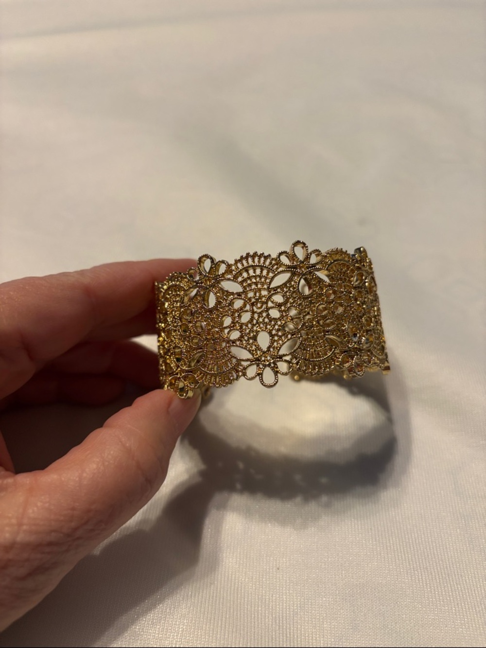 Gold Filigree Lace Cuff Bracelet